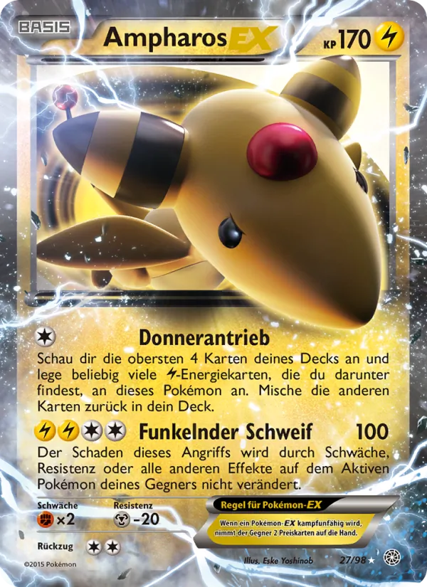 Karte Ampharos EX aus Ewiger Anfang, Nummer 27/98