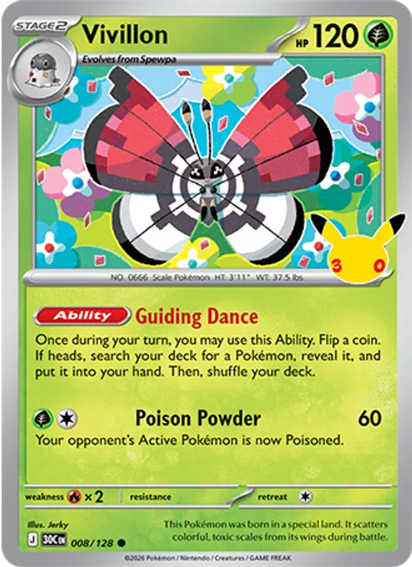 Vivillon card from 30th Celebration, number 008/128