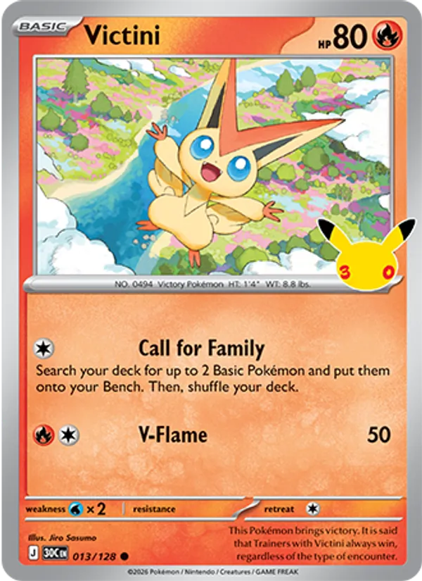 Victini card from 30th Celebration, number 013/128