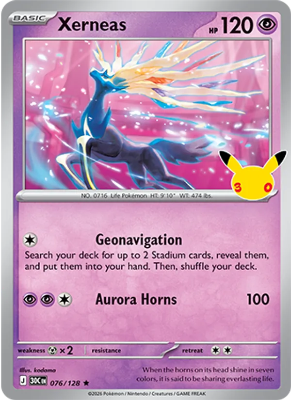 Xerneas card from 30th Celebration, number 076/128