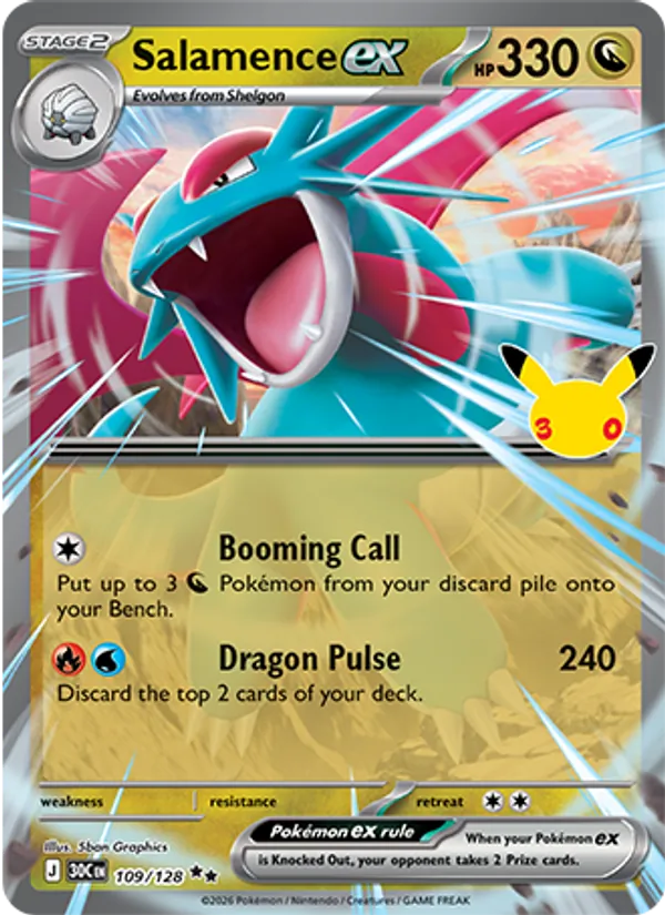 Salamence ex card from 30th Celebration, number 109/128