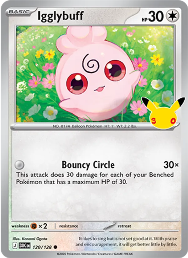 Igglybuff card from 30th Celebration, number 120/128