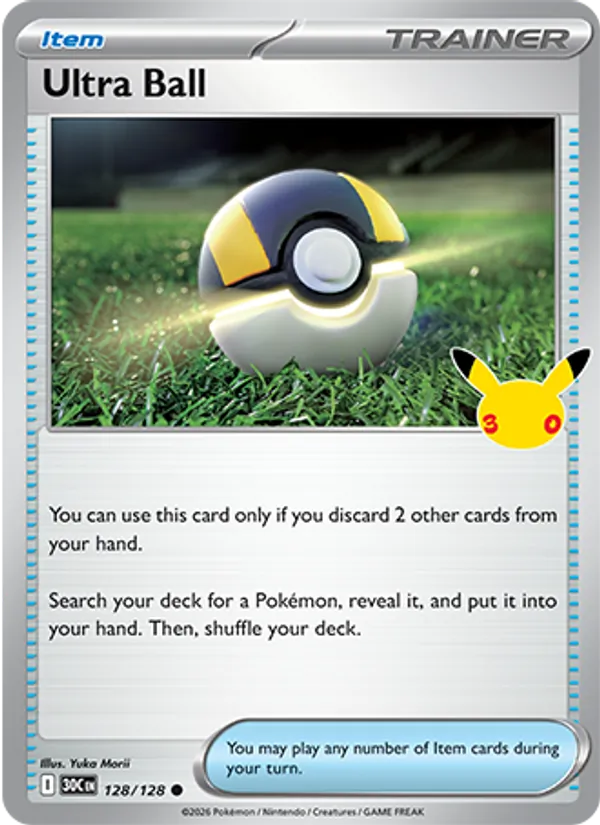 Ultra Ball card from 30th Celebration, number 128/128