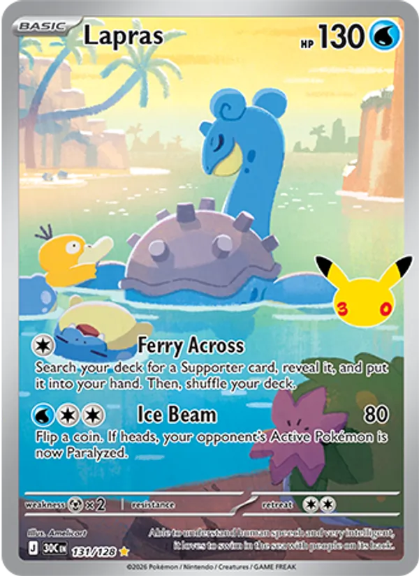 Lapras card from 30th Celebration, number 131/128