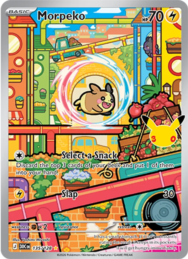 Morpeko card from 30th Celebration, number 135/128