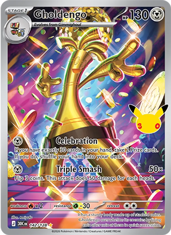 Gholdengo card from 30th Celebration, number 142/128