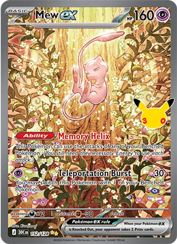 Mew ex card from 30th Celebration, number 152/128