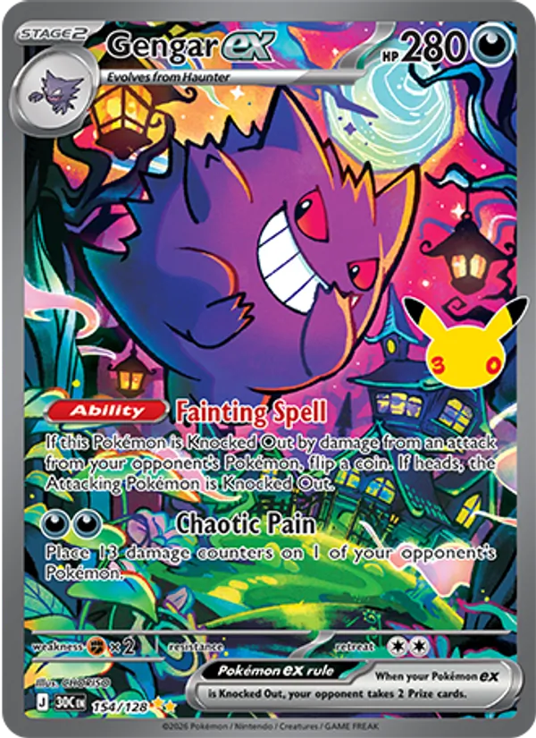 Gengar ex card from 30th Celebration, number 154/128