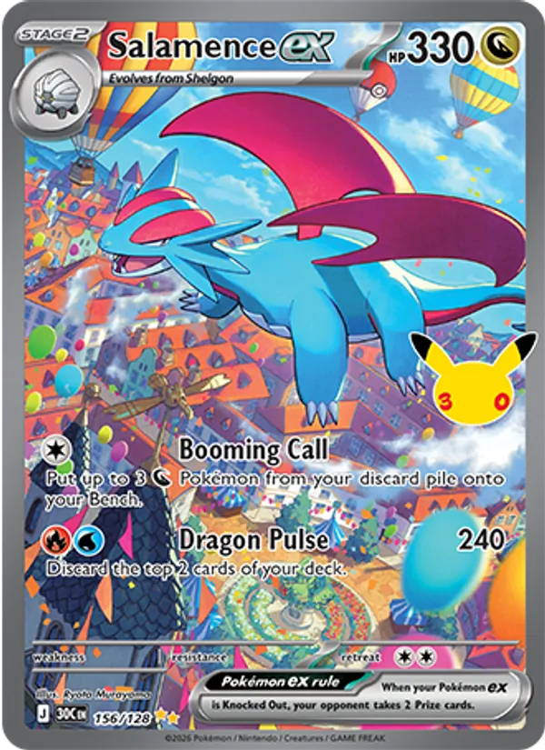 Salamence ex card from 30th Celebration, number 156/128