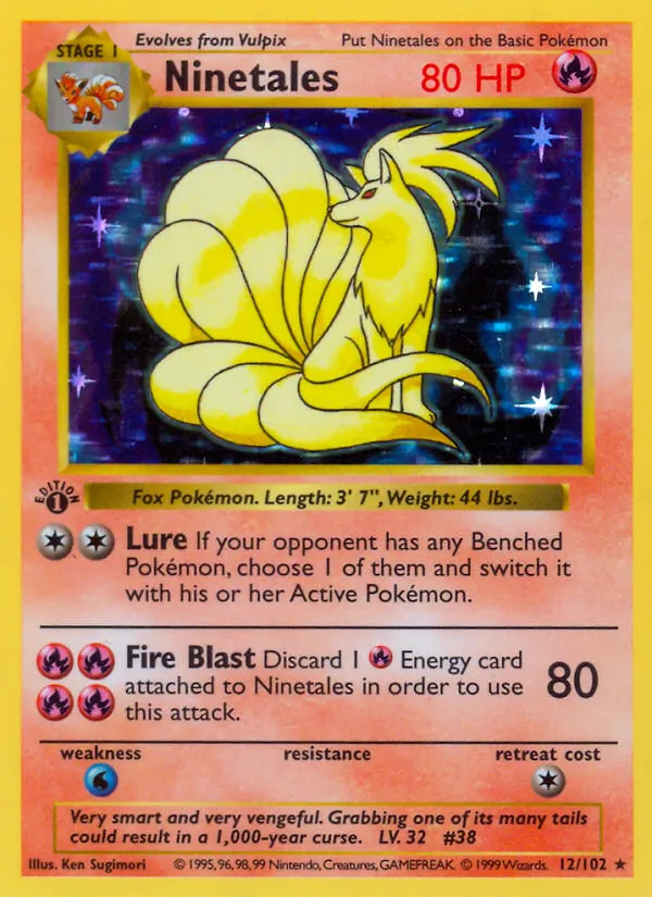 Ninetales card from Base Set, number 12/102