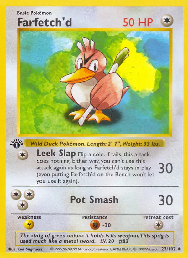 Farfetch'd card from Base Set, number 27/102