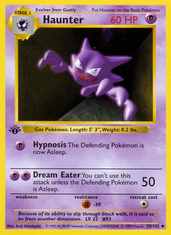 Haunter card from Base Set, number 29/102