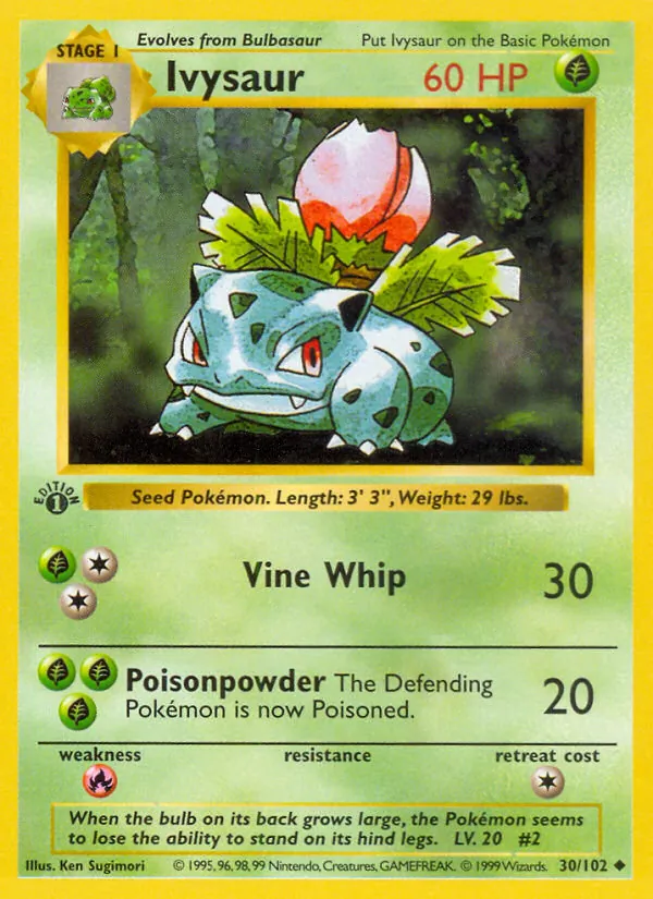 Ivysaur card from Base Set, number 30/102
