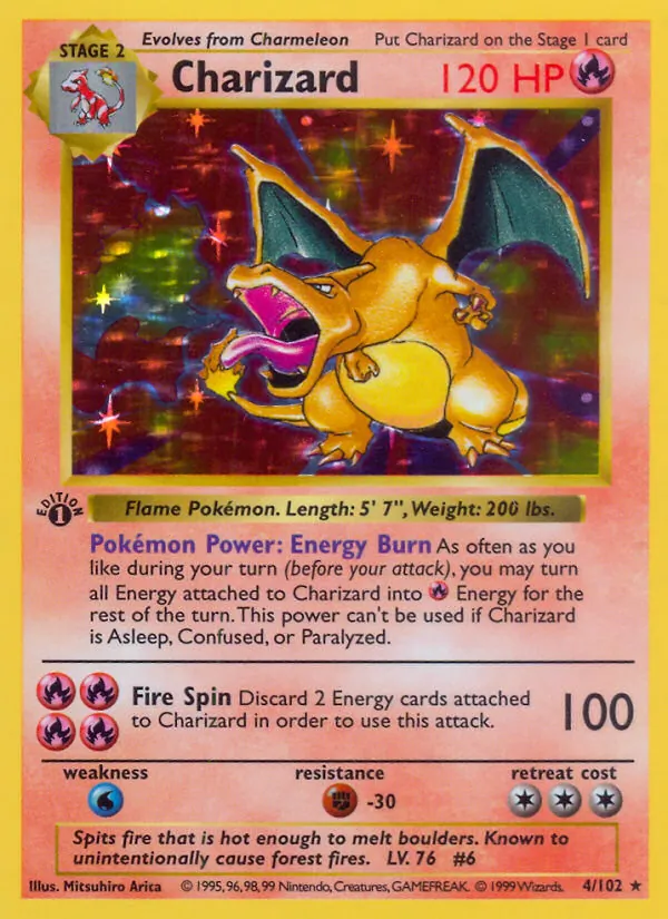 Charizard card from Base Set, number 4/102