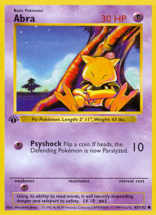 Abra card from Base Set, number 43/102