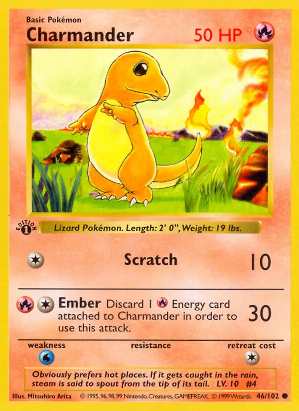 Charmander card from Base Set, number 46/102