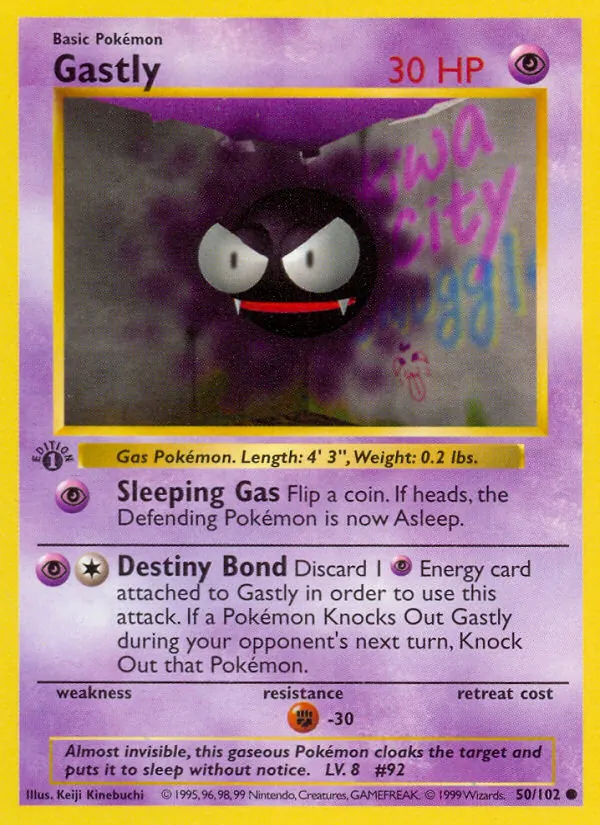 Gastly card from Base Set, number 50/102