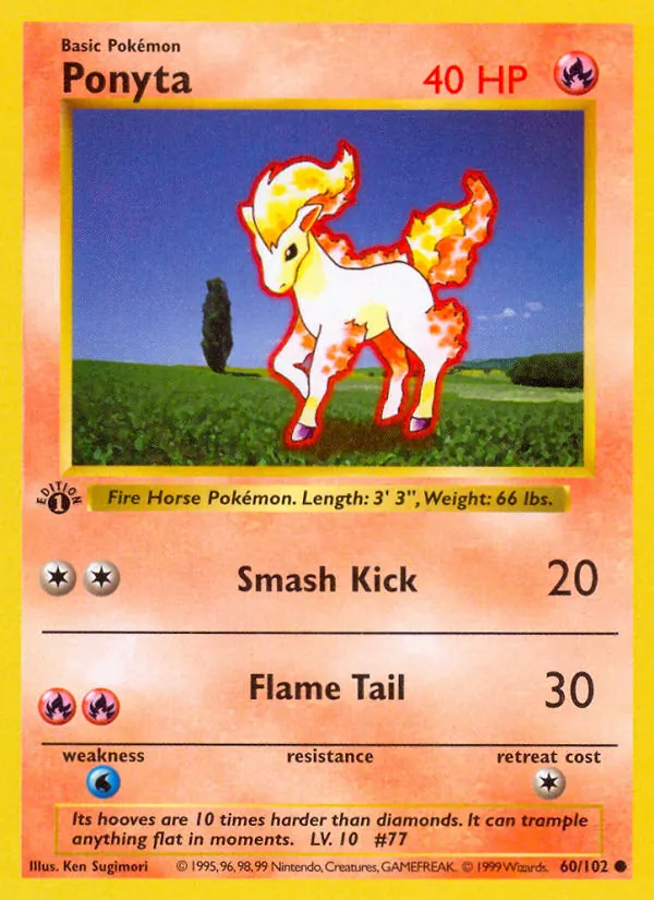 Ponyta card from Base Set, number 60/102