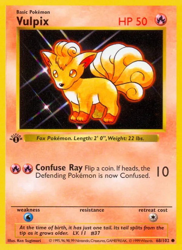 Vulpix card from Base Set, number 68/102