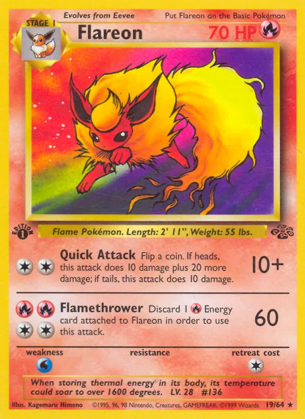 Carta Flareon dell'espansione Jungle, numero 19/64