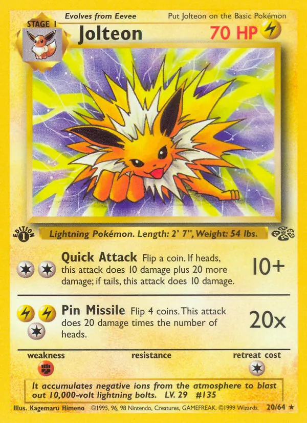 Kaart Jolteon uit Jungle, nummer 20/64