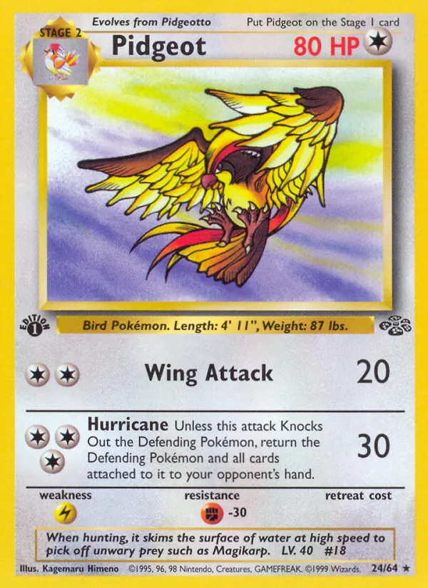 Kaart Pidgeot uit Jungle, nummer 24/64