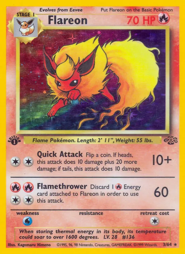 Kartu Flareon dari Jungle, nomor 3/64