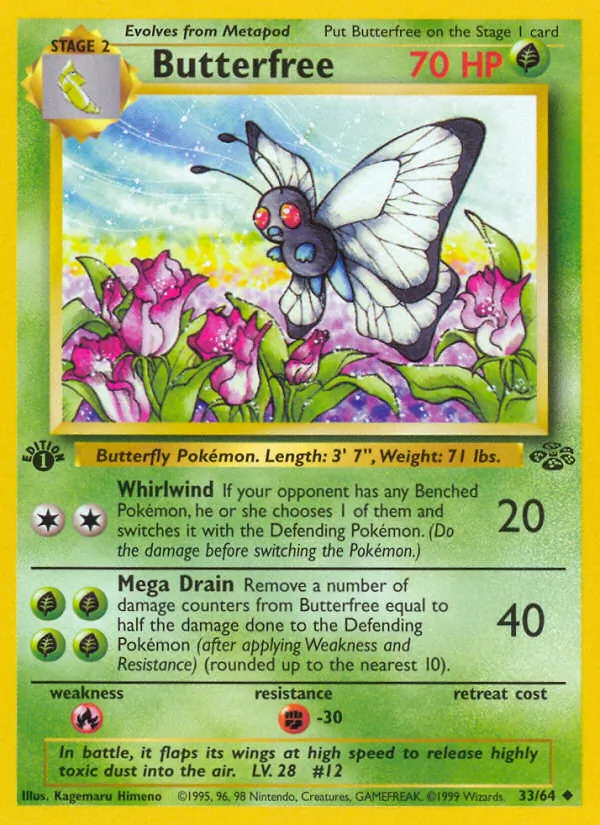 Kartu Butterfree dari Jungle, nomor 33/64
