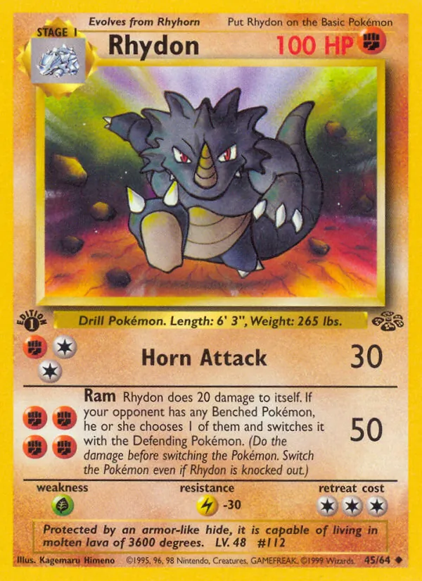 Carta Rhydon dell'espansione Jungle, numero 45/64