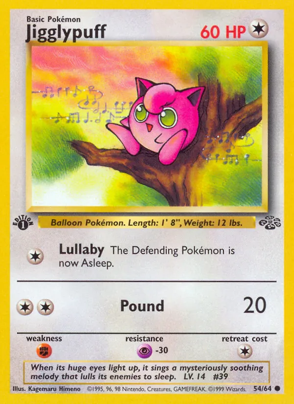 Kartu Jigglypuff dari Jungle, nomor 54/64