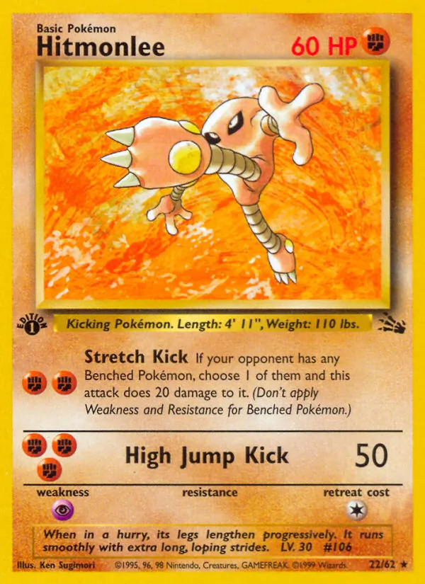 Hitmonlee card from Fossil, number 22/62