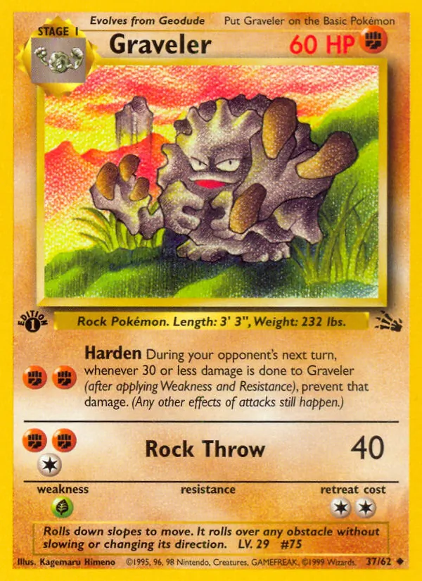 Graveler card from Fossil, number 37/62