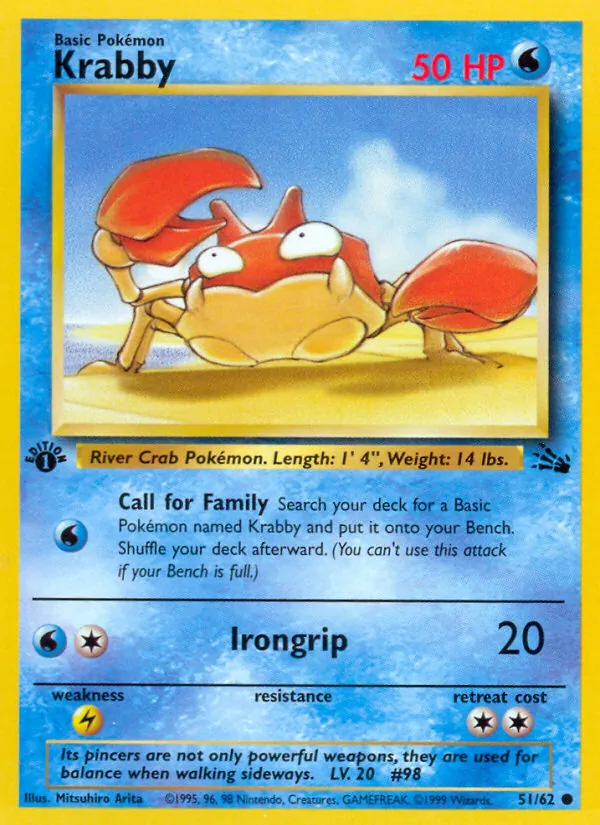 Krabby card from Fossil, number 51/62