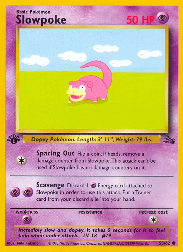 Slowpoke card from Fossil, number 55/62