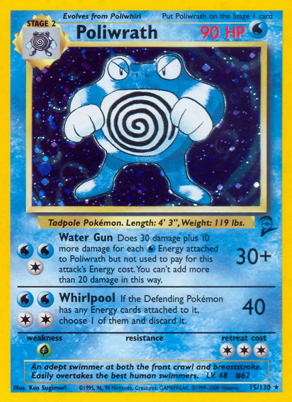 Poliwrath card from Base Set 2, number 15/130