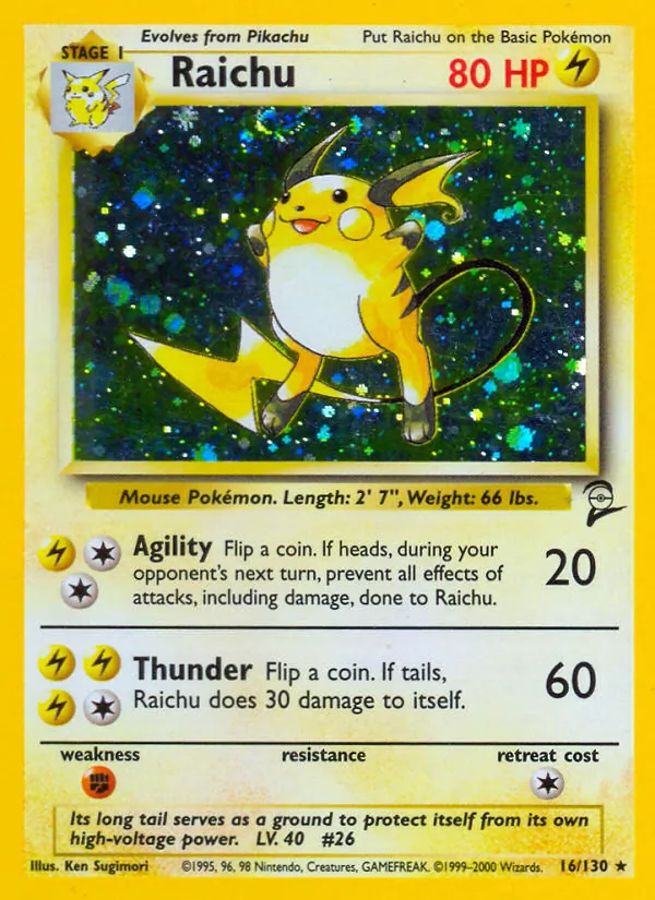 Raichu card from Base Set 2, number 16/130