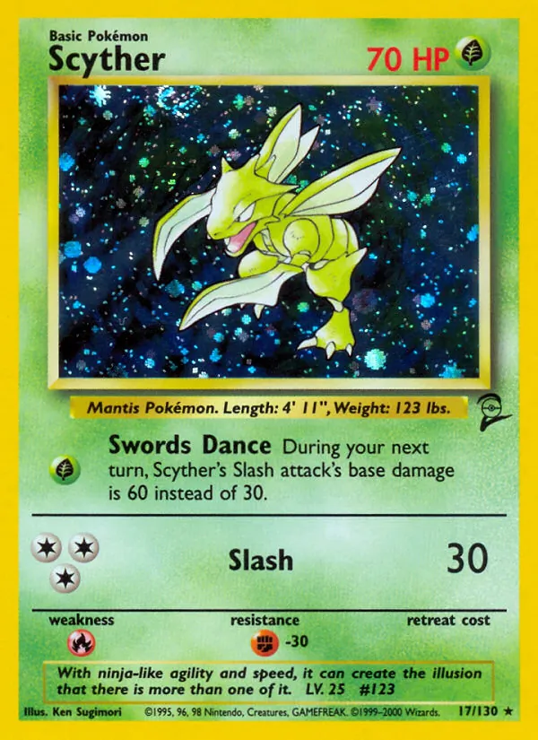 Scyther card from Base Set 2, number 17/130