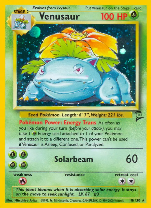 Venusaur card from Base Set 2, number 18/130