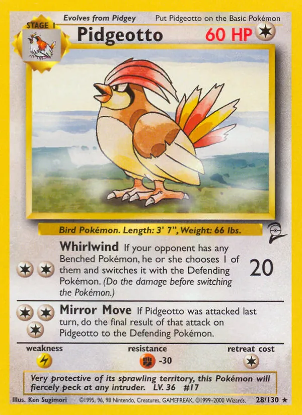 Pidgeotto card from Base Set 2, number 28/130