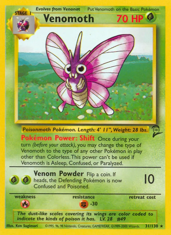 Venomoth card from Base Set 2, number 31/130