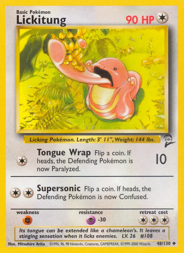 Lickitung card from Base Set 2, number 48/130