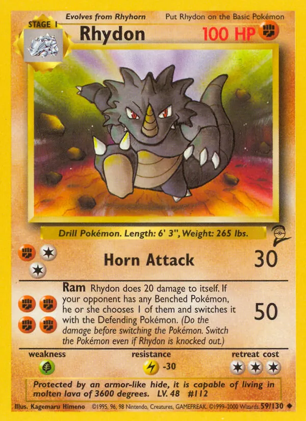 Rhydon card from Base Set 2, number 59/130