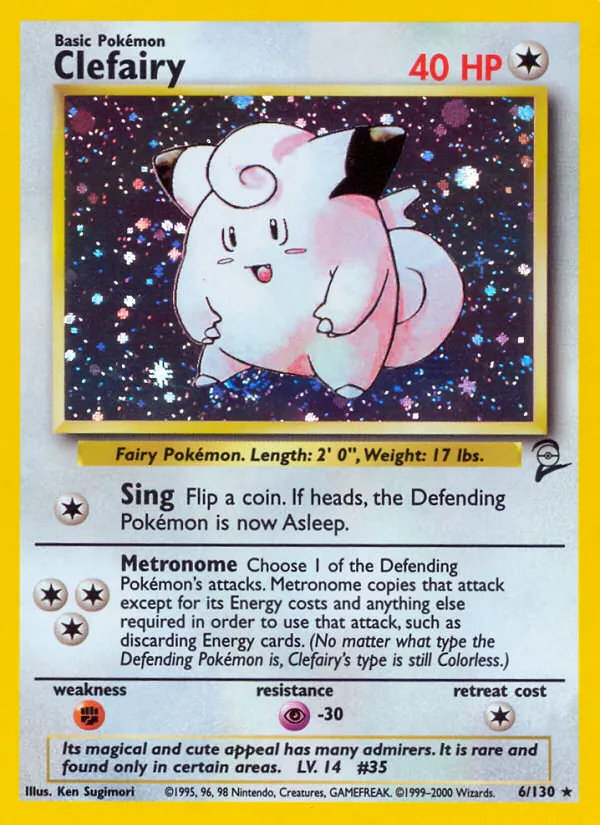 Clefairy card from Base Set 2, number 6/130