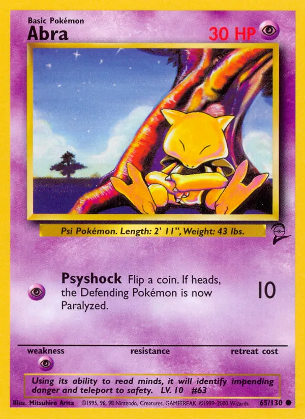 Abra card from Base Set 2, number 65/130
