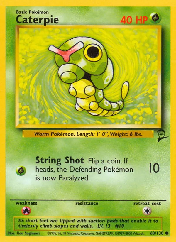 Caterpie card from Base Set 2, number 68/130