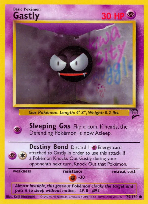 Gastly card from Base Set 2, number 75/130