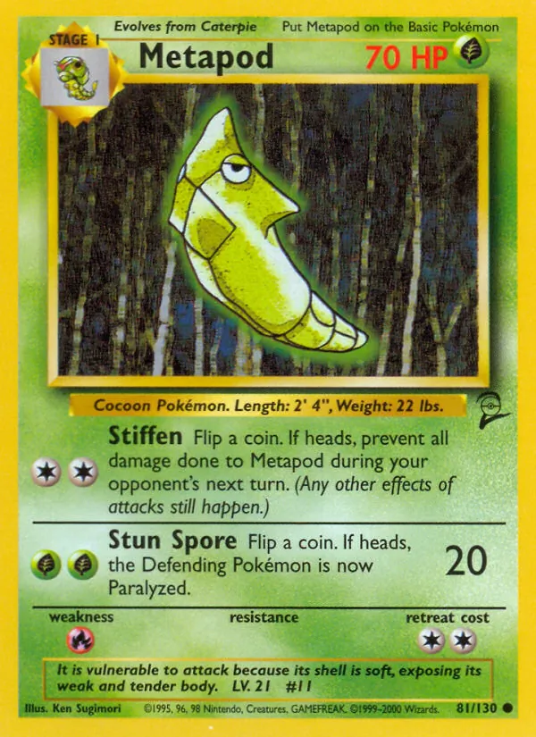 Metapod card from Base Set 2, number 81/130