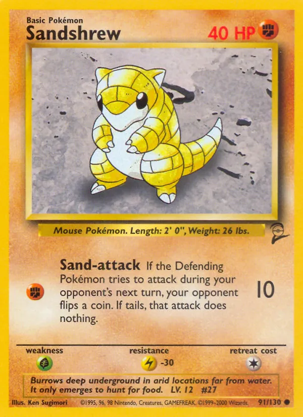 Sandshrew card from Base Set 2, number 91/130