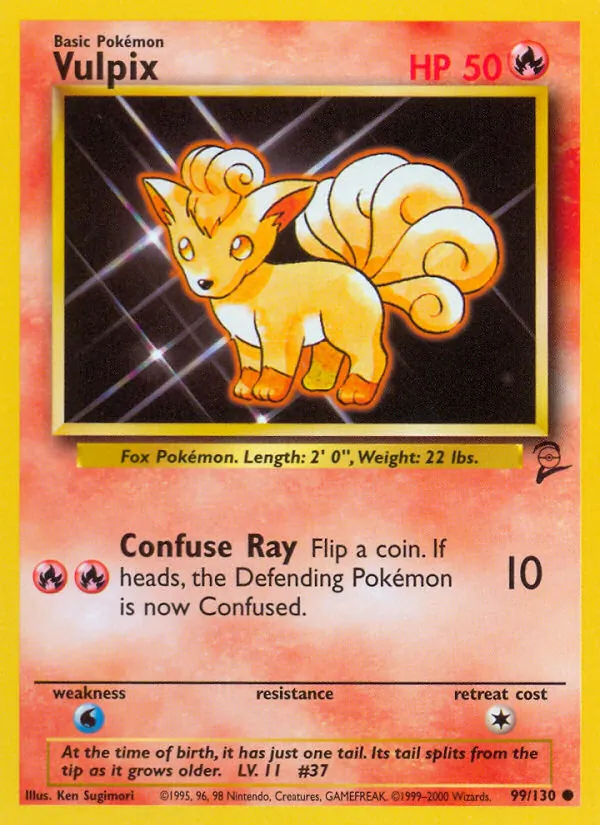 Vulpix card from Base Set 2, number 99/130