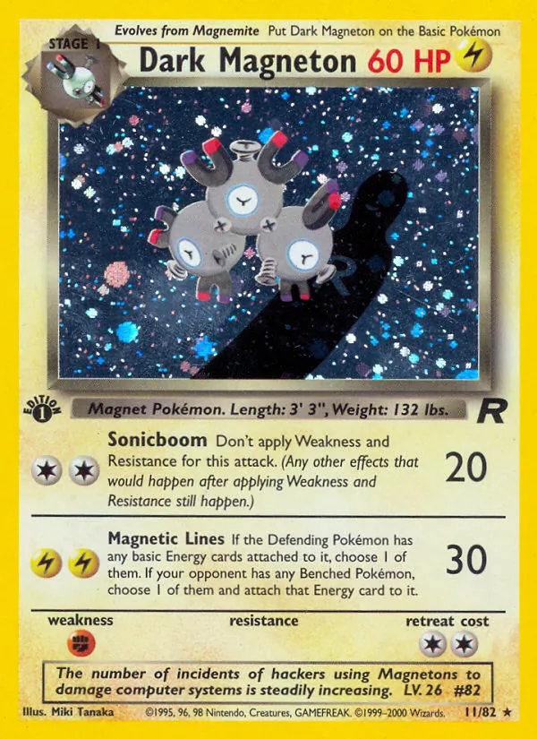 Dark Magneton card from Team Rocket, number 11/82